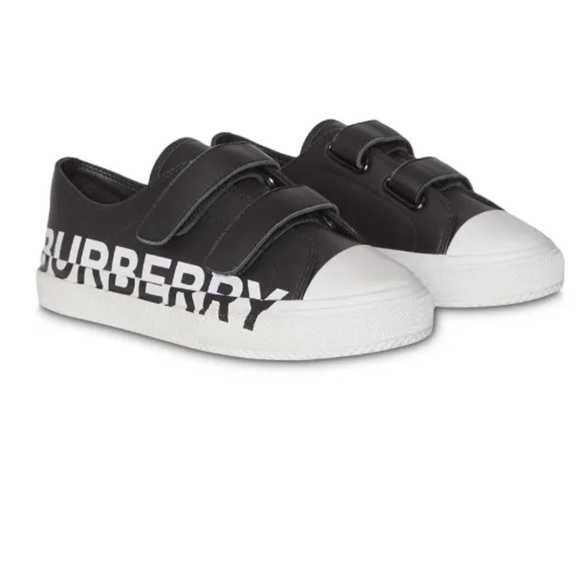 Burberry Kids 1-1.5 Unisex Mini Larkhall Low Top Sneaker Black and White - Picture 1 of 6